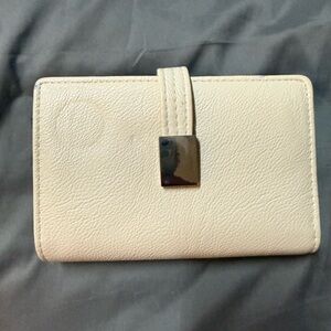 Safe Keeper Cream Leather Wallet with Strap Closure